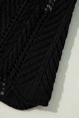 Black Crochet Hollow Out Open Front Cardigan Cardigans JT's Designer Fashion