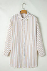 Striped Long Sleeve Mini Shirt Dress T Shirt Dresses JT's Designer Fashion