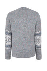 Gray Retro Snowflake Pattern Mock Neck Fuzzy Sweater Sweaters JT's Designer Fashion