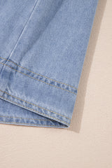 Beau Blue Lapel Neck Cap Sleeve High Waist Denim Babydoll Dress Mini Dresses JT's Designer Fashion