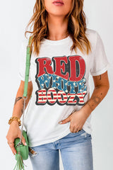 White RED WHITE BOOZY Stars and Stripes Graphic T Shirt Graphic Tees JT's Designer Fashion