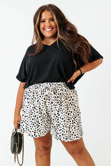 Black Seamed Back High Low Hem V Neck Cuffed Sleeve Plus Size Tee Plus Size Tops & Tees JT's Designer Fashion