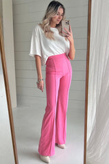 Sachet Pink High Waist Central Seam Flared Pants Pants & Culotte JT's Designer Fashion
