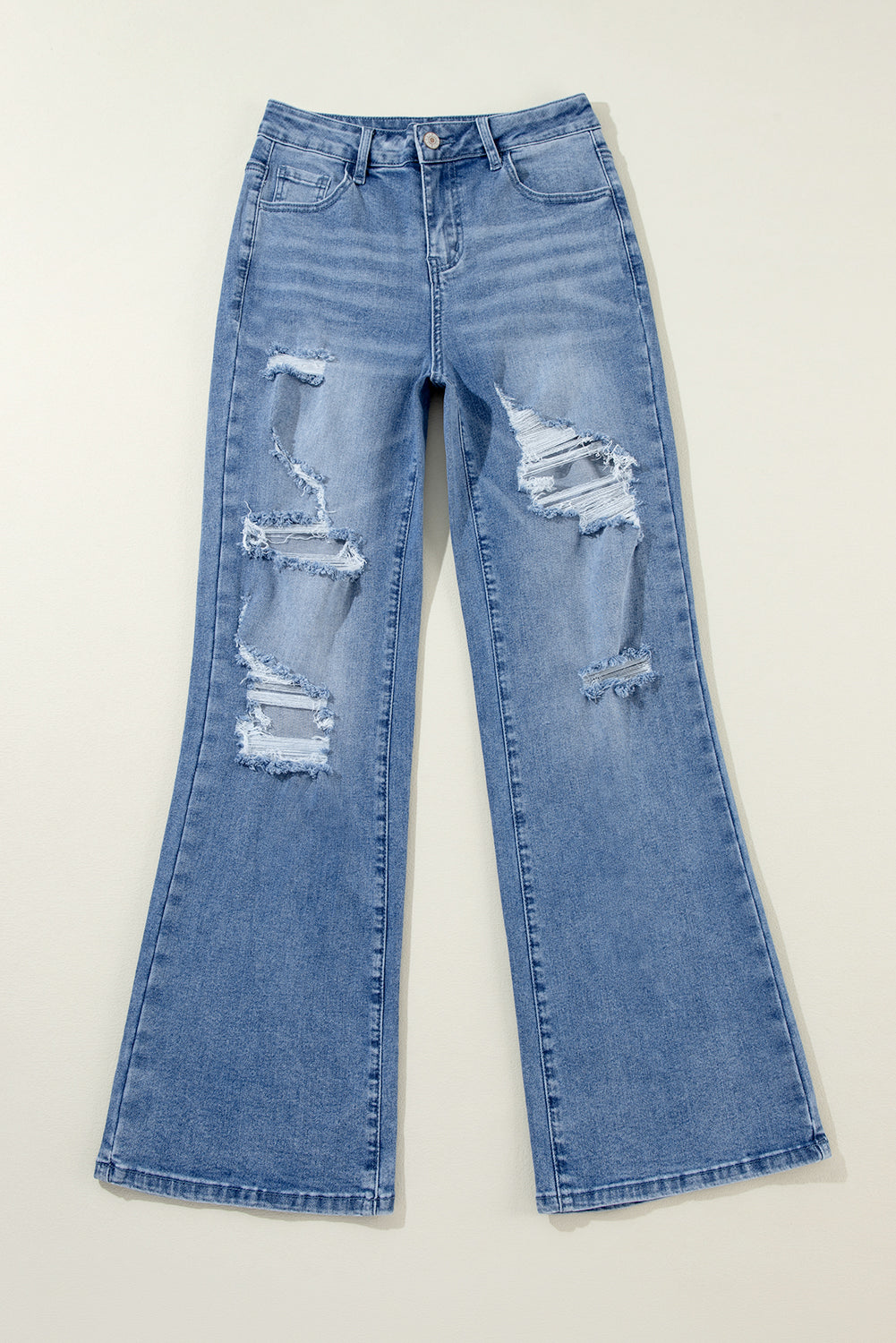 Ashleigh Blue Acid Wash Distressed Wide Leg High Waist Jeans Jeans JT's Designer Fashion