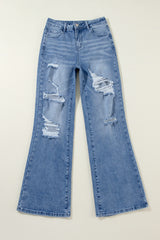 Ashleigh Blue Acid Wash Distressed Wide Leg High Waist Jeans Jeans JT's Designer Fashion