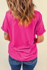 Rose Red Summer Flower Print Fashion Cotton Tee Graphic Tees JT's Designer Fashion