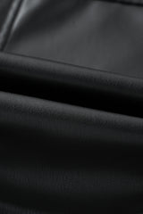 Black PU Leather Lapel Collar Zipper Jacket Jackets JT's Designer Fashion