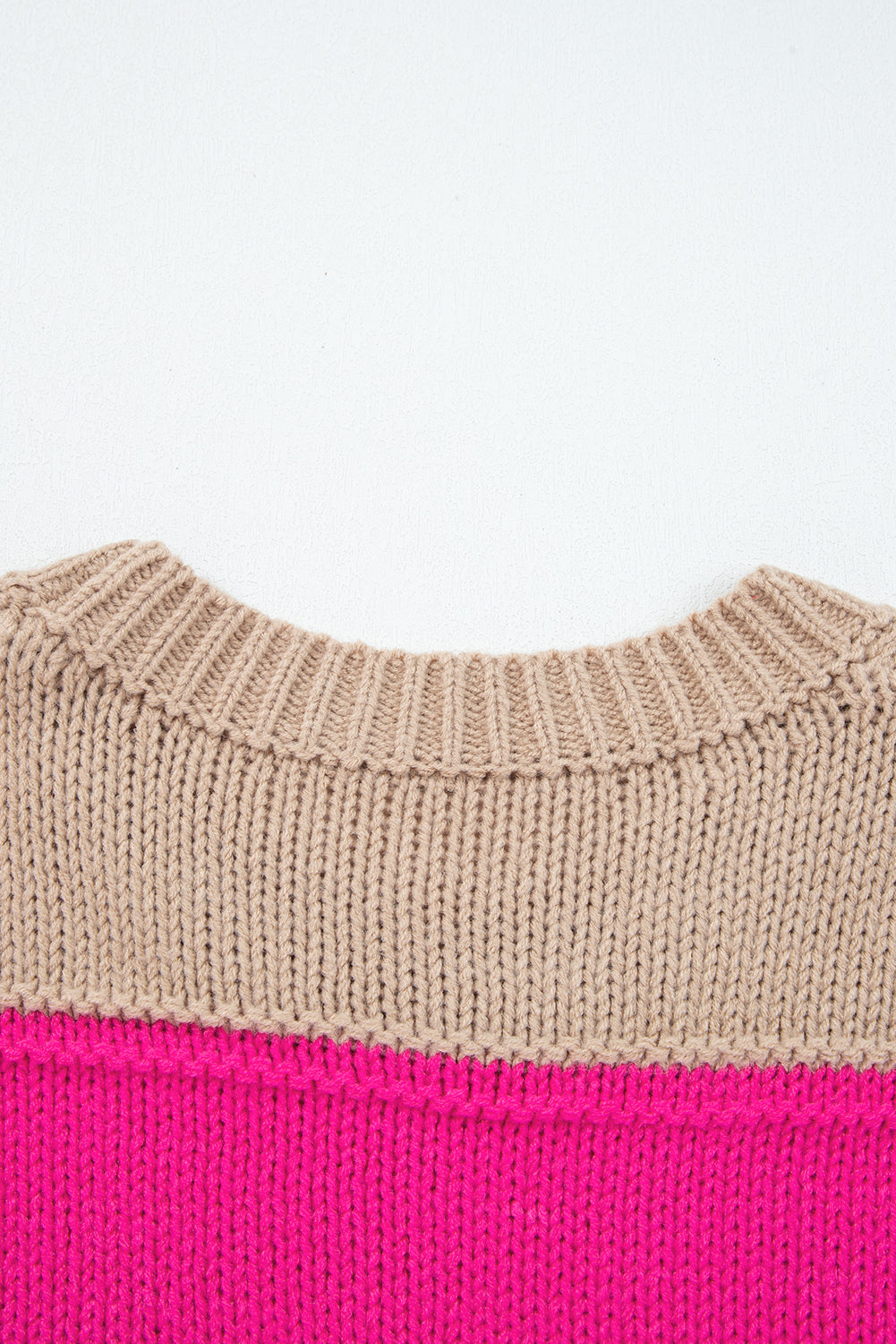 Khaki Stripe Color Block PLus Size Drop Shoulder Sweater Plus Size Sweaters & Cardigans JT's Designer Fashion