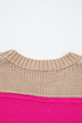 Khaki Stripe Color Block PLus Size Drop Shoulder Sweater Plus Size Sweaters & Cardigans JT's Designer Fashion