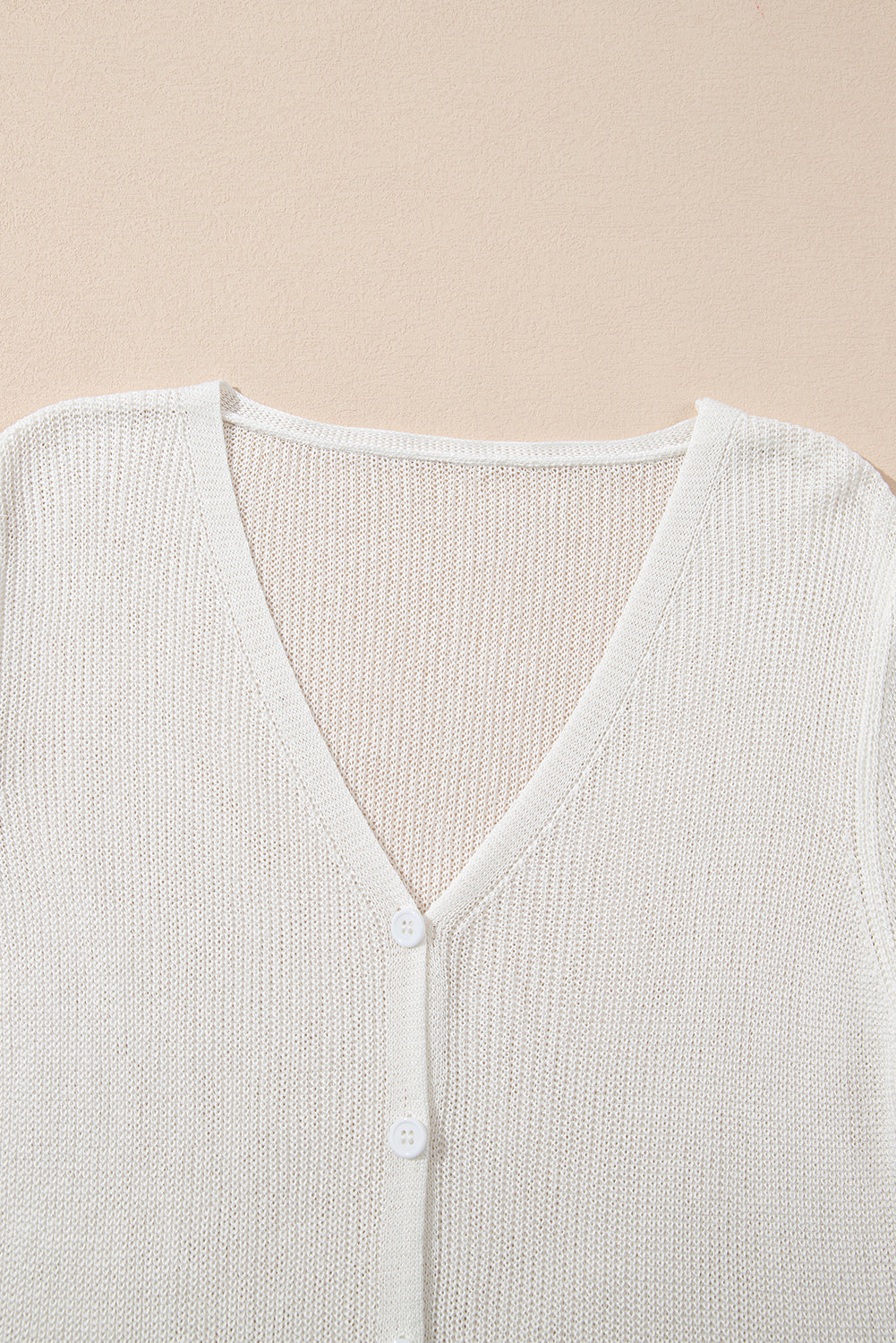 White Lightweight V Neck Button Front Bell Sleeve Cardigan Sweater Cardigans JT's Designer Fashion