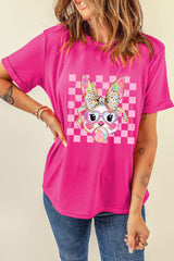 Rose Red Plaid Bubble Gum Rabbit Graphic Eater T Shirt Graphic Tees JT's Designer Fashion