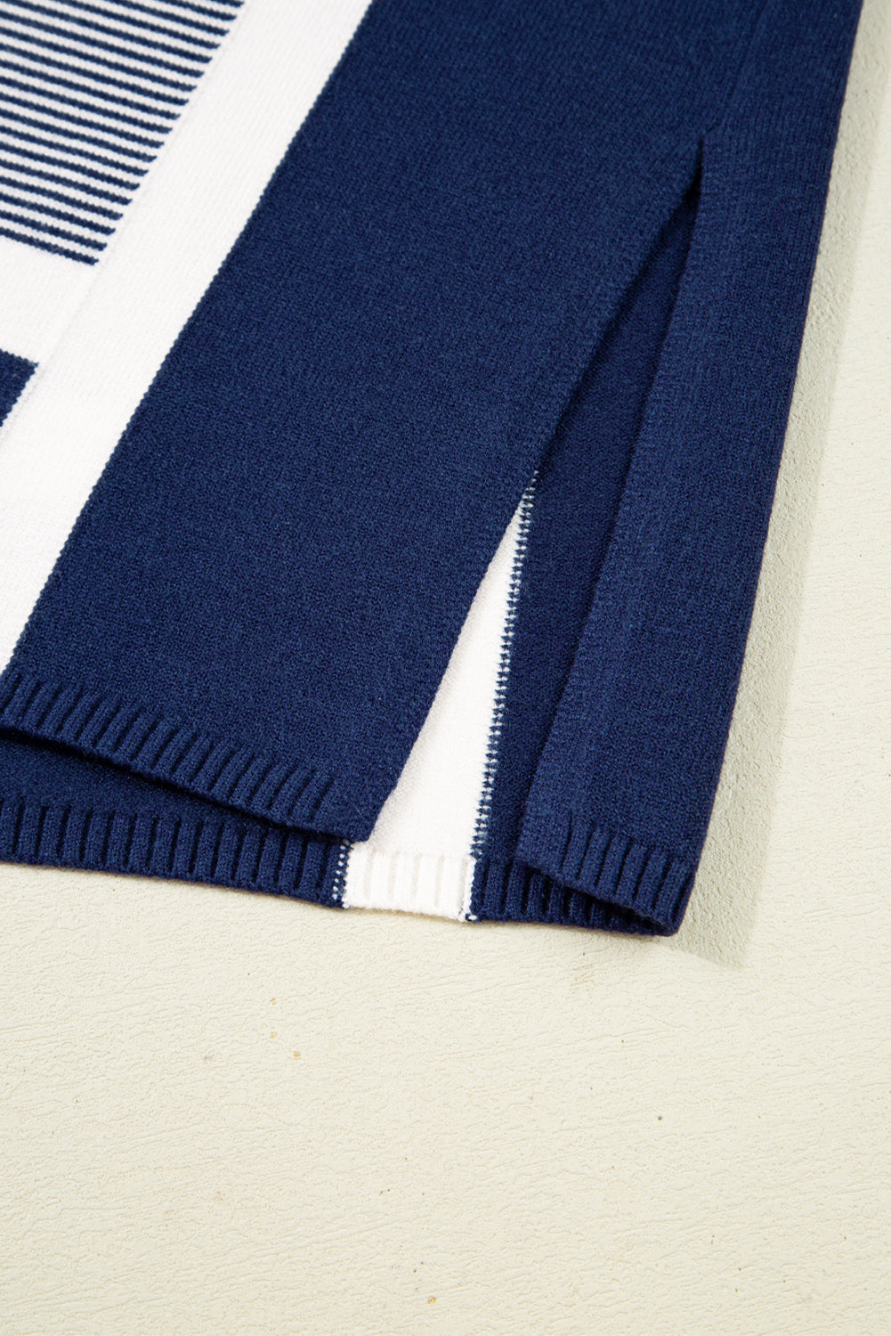 Blue Stripe Color Block Patchwork Dolman Oversize Tunic Sweater Sweaters JT's Designer Fashion