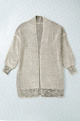 Apricot Plaid Knitted Long Open Front Cardigan Sweaters & Cardigans JT's Designer Fashion