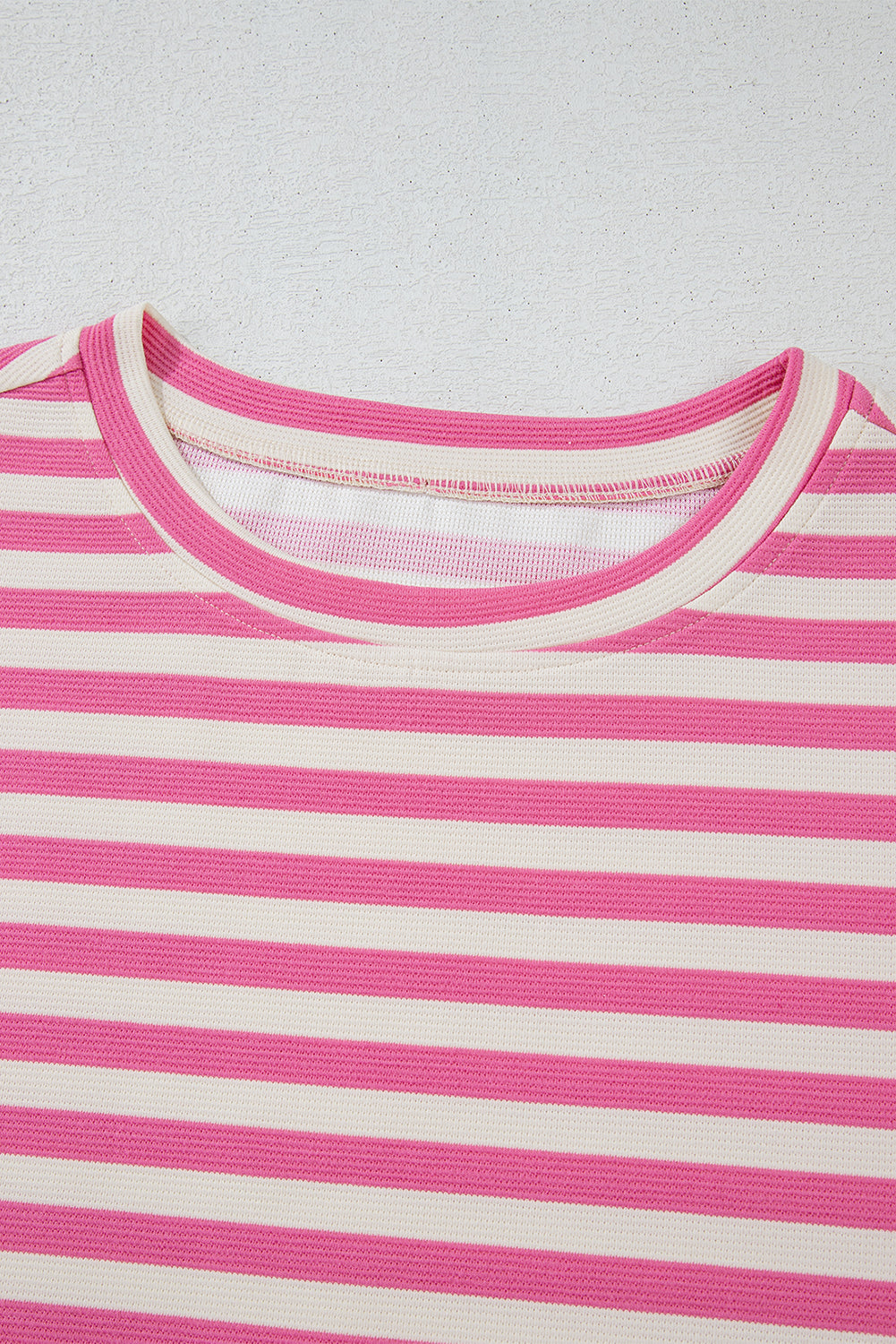 Rose Stripe Crew Neck T Shirt and Drawstring Shorts Set Short Sets JT's Designer Fashion