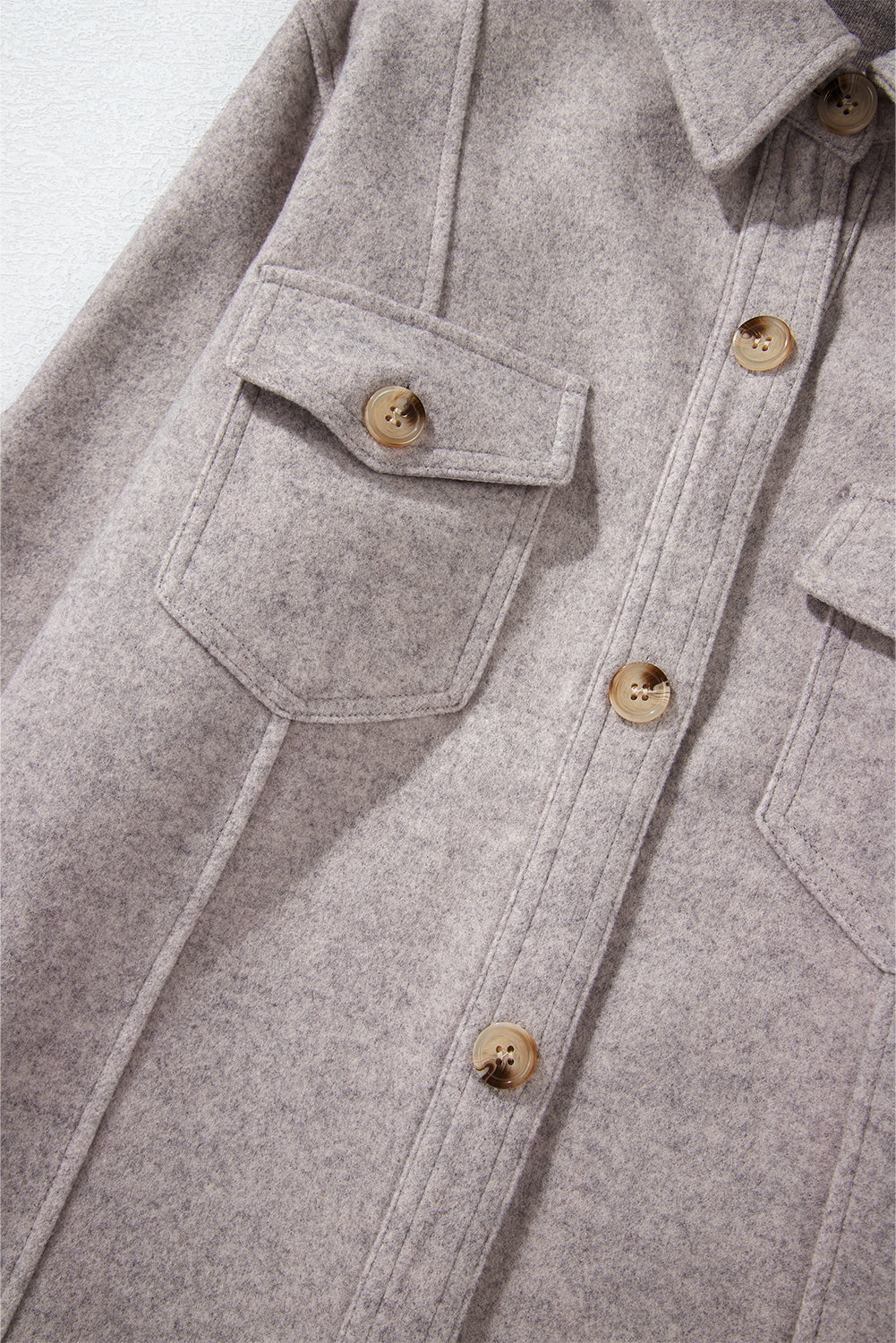 Light Grey Turn Down Collar Flap Pockets Buttoned Shacket Jackets JT's Designer Fashion