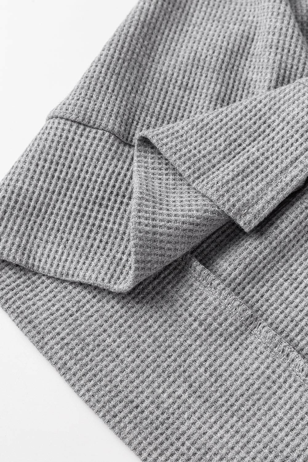 Gray Waffle Knit Fleece Lined High Low Oversized Hoodie Sweatshirts & Hoodies JT's Designer Fashion