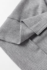 Gray Waffle Knit Fleece Lined High Low Oversized Hoodie Sweatshirts & Hoodies JT's Designer Fashion