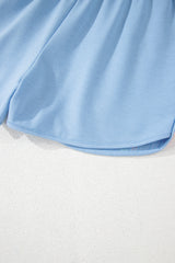 Beau Blue Color Block Stripes Elastic High Waist Active Shorts Casual Shorts JT's Designer Fashion