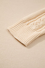 Beige Open Knit Drop Shoulder Sweater Cardigan Cardigans JT's Designer Fashion
