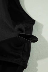 Black Pleated Mesh One Shoulder Bikini Top and Skirts Set Bikinis JT's Designer Fashion