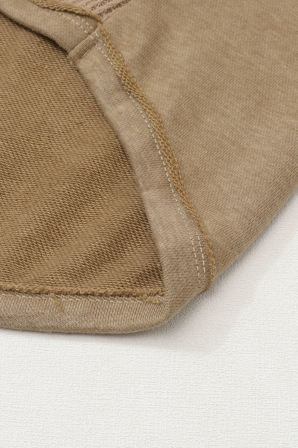 Khaki Waffled Expose Seam Drawstring Hoodie Sweatshirts & Hoodies JT's Designer Fashion