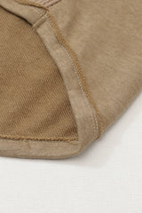 Khaki Waffled Expose Seam Drawstring Hoodie Sweatshirts & Hoodies JT's Designer Fashion