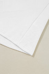 White Abstract Print Tiered Ruffled Sleeve Textured Knit Top Blouses & Shirts JT's Designer Fashion