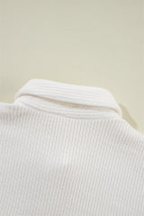 White Solid Color Corduroy Buttoned Long Sleeve Jacket Jackets JT's Designer Fashion