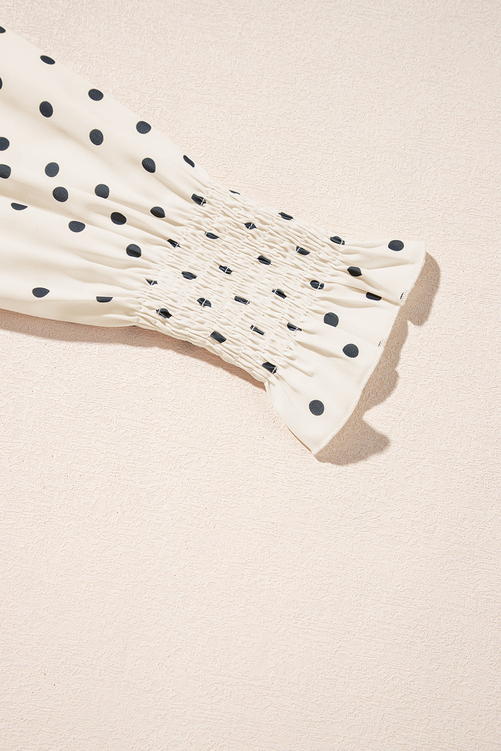 Apricot Polka Dot Print Frilled Collar Lantern Sleeve Blouse Blouses & Shirts JT's Designer Fashion