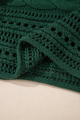 Blackish Green Hollow-out Cable Knit Cropped Sweater Sweaters JT's Designer Fashion