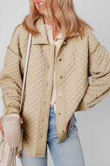 Jet Stream Solid Color Quilted Puffer Buttoned Shacket Jackets JT's Designer Fashion
