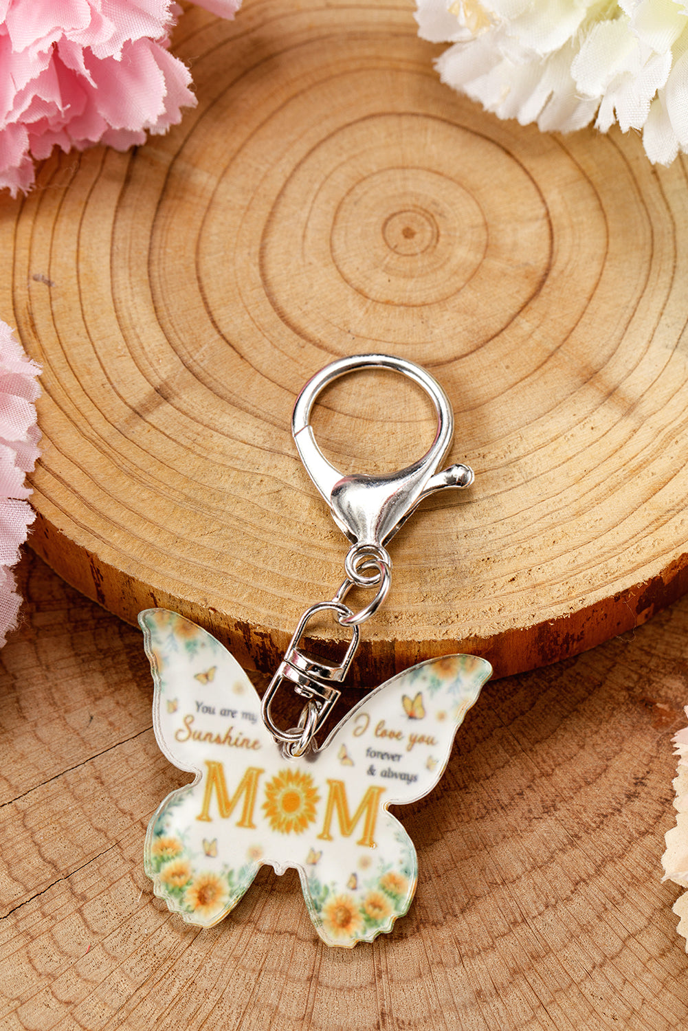 Yellow MOM Butterfly Shape Acrylic Keychain Other Accessories JT's Designer Fashion