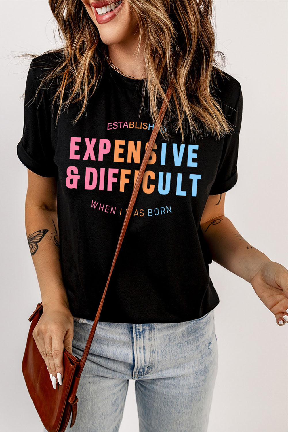 Black EXPENSIVE&DIFFICULT Graphic Tee Graphic Tees JT's Designer Fashion