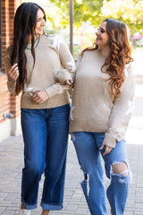 Khaki Star Pattern Drop Shoulder Sweater Sweaters JT's Designer Fashion
