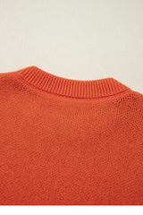 Orange Halloween Pumpkin Face Pattern Drop Shoulder Sweater Sweaters JT's Designer Fashion