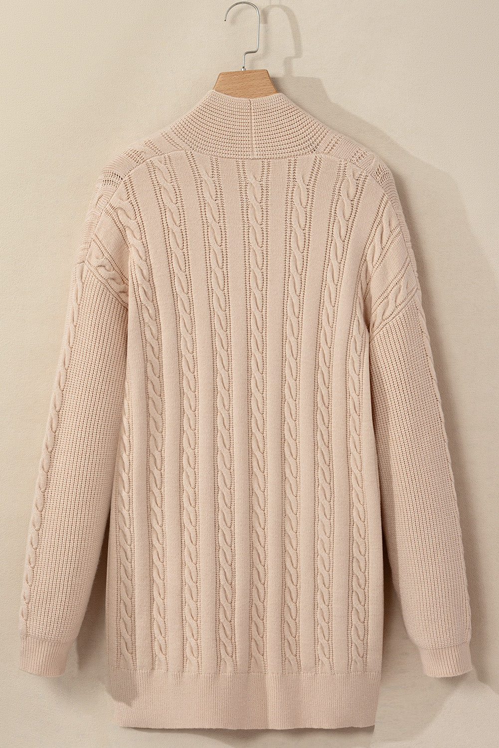 Parchment Oversize Chunky Cable Knit Open Front Midi-length Cardigan Cardigans JT's Designer Fashion