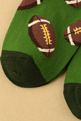Blackish Green Rugby Football Print Mid-length Socks Socks JT's Designer Fashion
