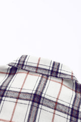 White Oversized Plaid Pattern Shacket with Slits Plaid Shackets JT's Designer Fashion