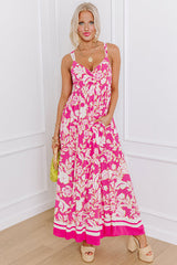 Rose Floral V Neck Crisscross Backless Long Dress Maxi Dresses JT's Designer Fashion