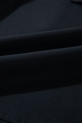 Black Button Up Tie Waist Puff Sleeve Mini Dress Mini Dresses JT's Designer Fashion