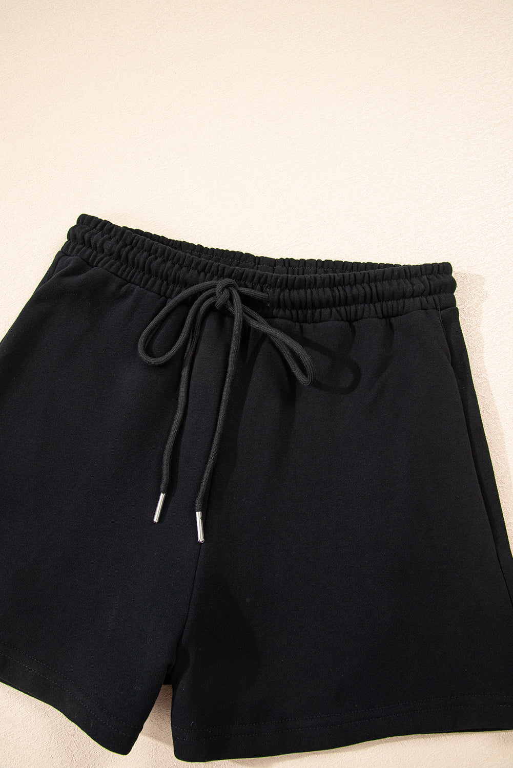 Black Button Drawstring Hooded Pullover and Casual Short Set Short Sets JT's Designer Fashion