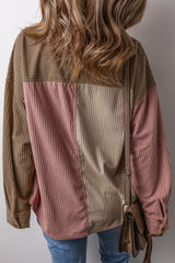 Mineral Red Color Block Chest Pockets Buttoned Corduroy Shacket Jackets JT's Designer Fashion