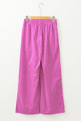 Pink Plaid Print Drawstring High Waist Wide Leg Casual Pants Pants & Culotte JT's Designer Fashion