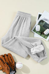 Light Grey Solid Color Fleece Lined Drawstring Waist Joggers Pants & Culotte JT's Designer Fashion