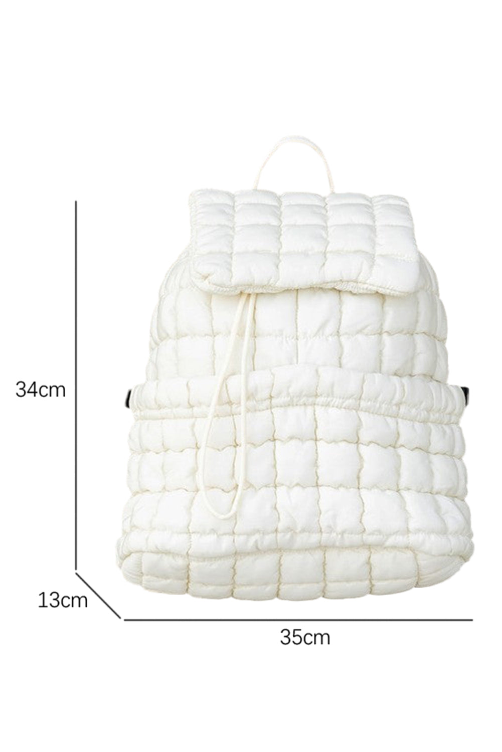 White Solid Flapped Quilted Puffer Backpack Backpacks JT's Designer Fashion