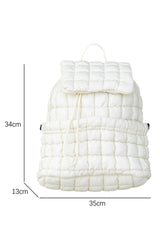 White Solid Flapped Quilted Puffer Backpack Backpacks JT's Designer Fashion