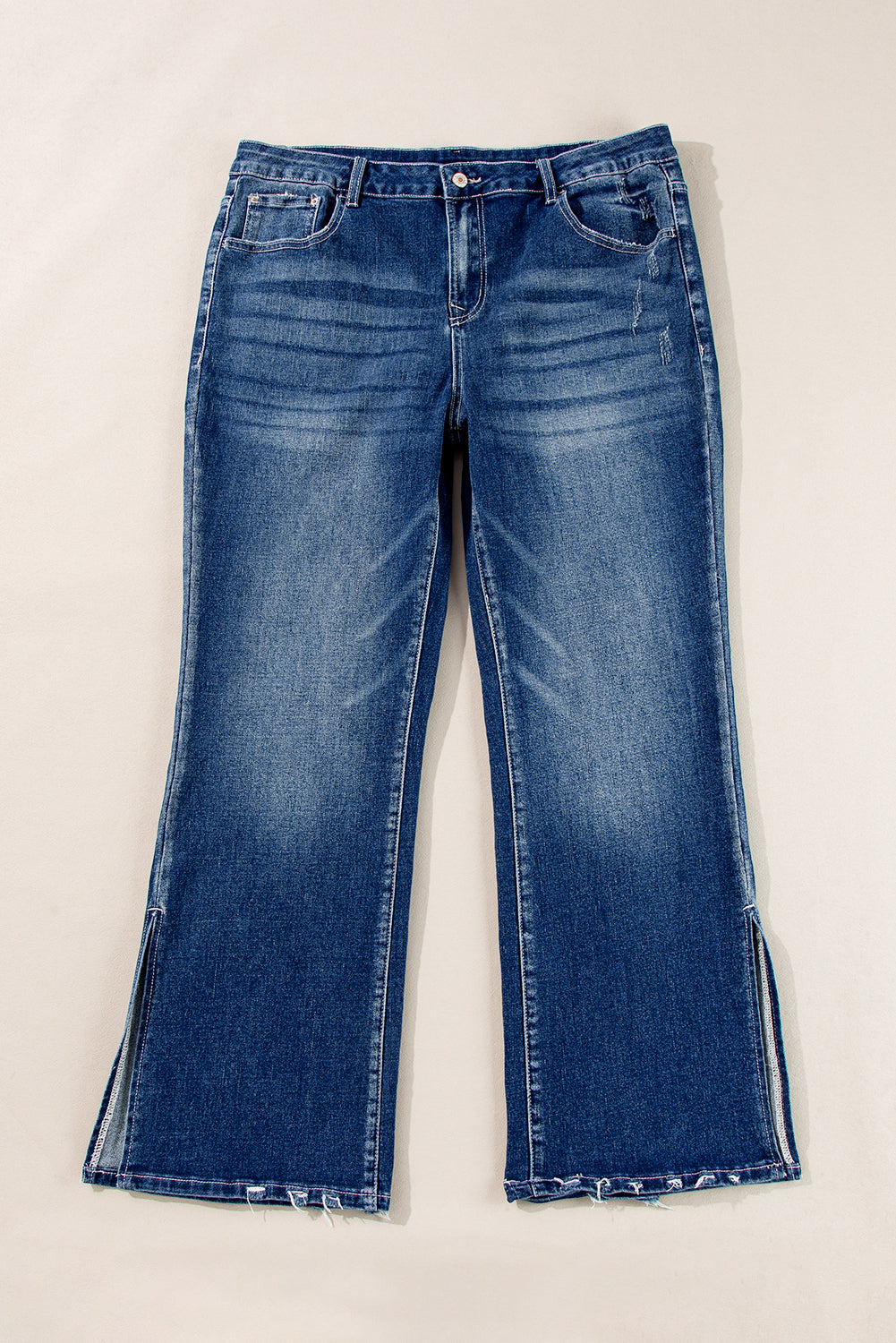 Dirty blue Plus Size High Waist Side Slits Flare Jeans Plus Size Bottoms JT's Designer Fashion