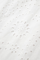 White Floral Eyelet Embroidered Sleeveless Shift Dress Mini Dresses JT's Designer Fashion