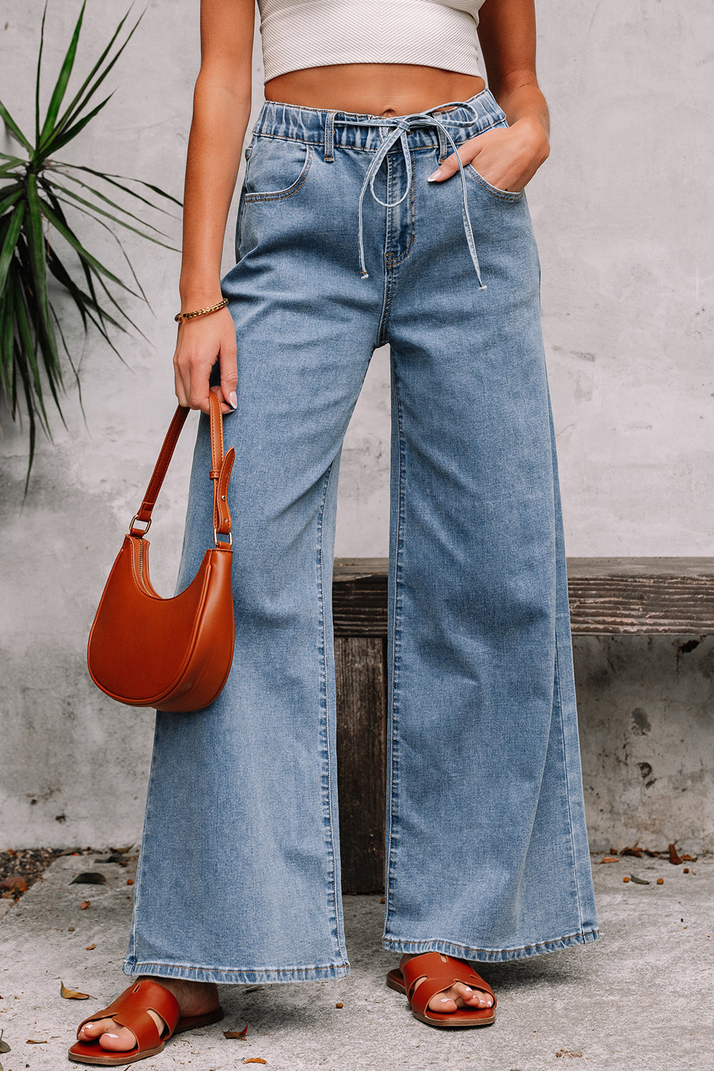 Dusk Blue Medium Wash Super Wide Leg Denim Pants Dusk Blue Jeans JT's Designer Fashion