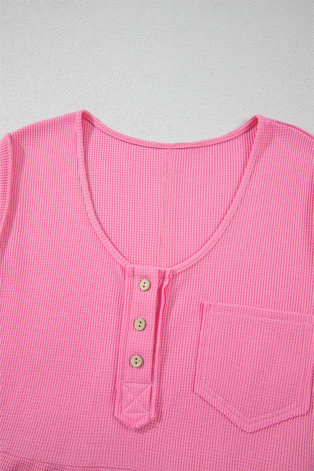Bright Pink Waffle Textured Button Round Neck A-line Tiered Sleeveless Dress Mini Dresses JT's Designer Fashion
